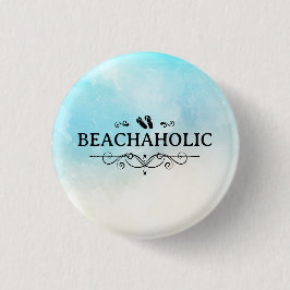 Chapa Redonda De 2,5 Cm Beachaholic Acuarela Playa
