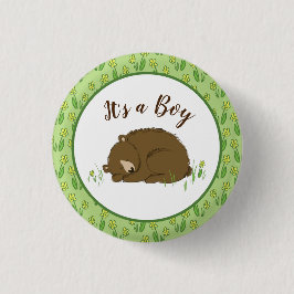 Chapa Redonda De 2,5 Cm Bear Baby Shower