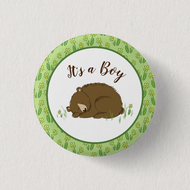 Chapa Redonda De 2,5 Cm Bear Baby Shower (Anverso)