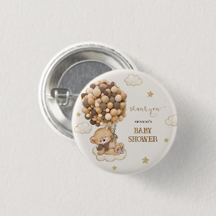 Chapa Redonda De 2,5 Cm Bear Brown Balloons Baby Shower Favor