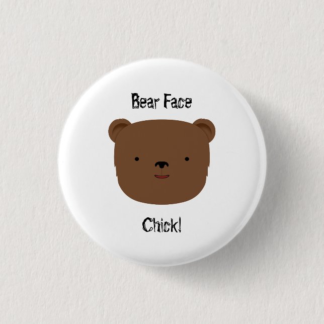 Chapa Redonda De 2,5 Cm Bear Face Chick (Anverso)