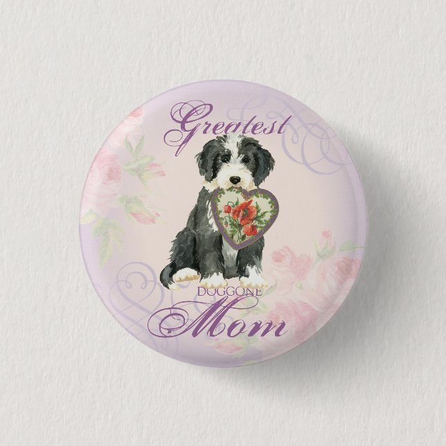 Chapa Redonda De 2,5 Cm Beardie Heart Mom (Anverso)