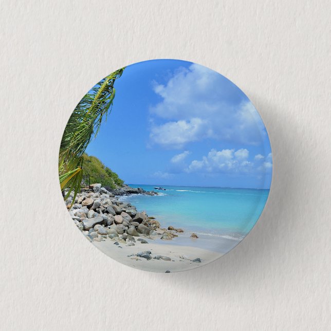 Chapa Redonda De 2,5 Cm Beautiful Turquoise Tropical Beach (Anverso)