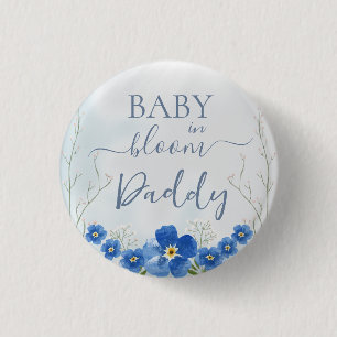 Chapa Redonda De 2,5 Cm Bebé en Bloom Boy Blue Flower Daddy