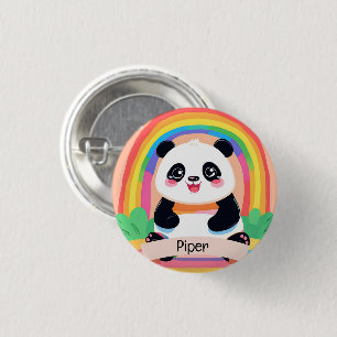 Chapa Redonda De 2,5 Cm Bebé lindo Panda Rainbow
