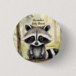 Chapa Redonda De 2,5 Cm Bebé lindo Raccoon Sexo Neutral Baby Shower