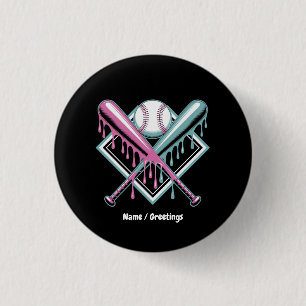 Chapa Redonda De 2,5 Cm Bebida De Béisbol Para Niños Hielo Cream Bat - Juv