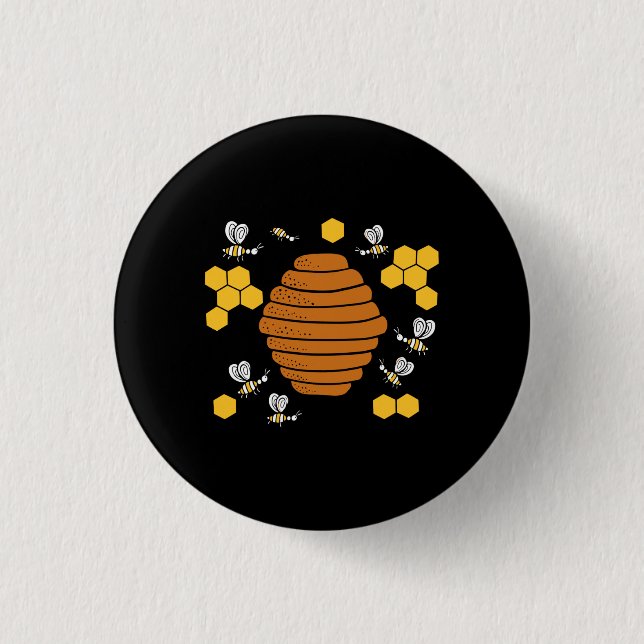 Chapa Redonda De 2,5 Cm Bee Honeycomb (Anverso)