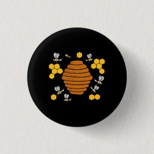 Chapa Redonda De 2,5 Cm Bee Honeycomb