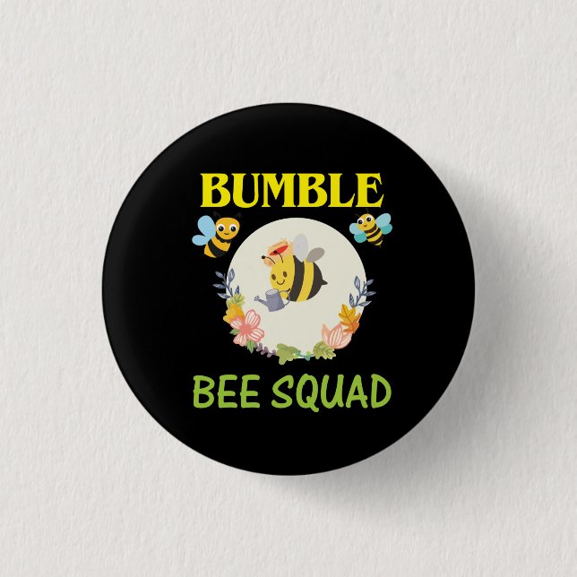 Chapa Redonda De 2,5 Cm Beekeeper Art Bumble Bee Squad (Anverso)