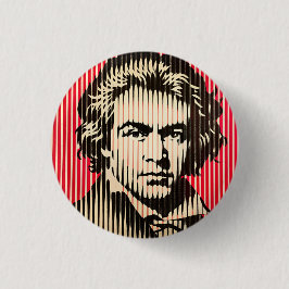 Chapa Redonda De 2,5 Cm Beethoven en estilo de ilusión óptica BAUHAUS