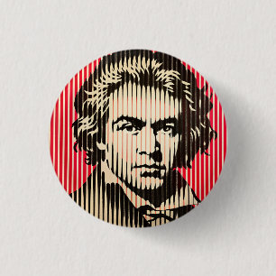 Chapa Redonda De 2,5 Cm Beethoven en estilo de ilusión óptica BAUHAUS