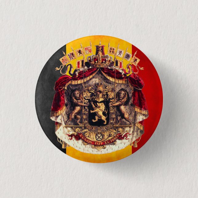 Chapa Redonda De 2,5 Cm Belgian flag with coat of arms (Anverso)