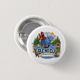 Chapa Redonda De 2,5 Cm Bemidji Minnesota Paul Bunyan y Babe el Buey Azul