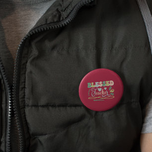 Chapa Redonda De 2,5 Cm Bendito profesor de vuelta al diseño escolar