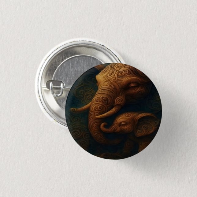 Chapa Redonda De 2,5 Cm Benevolent Elephants Button (Anverso y reverso)