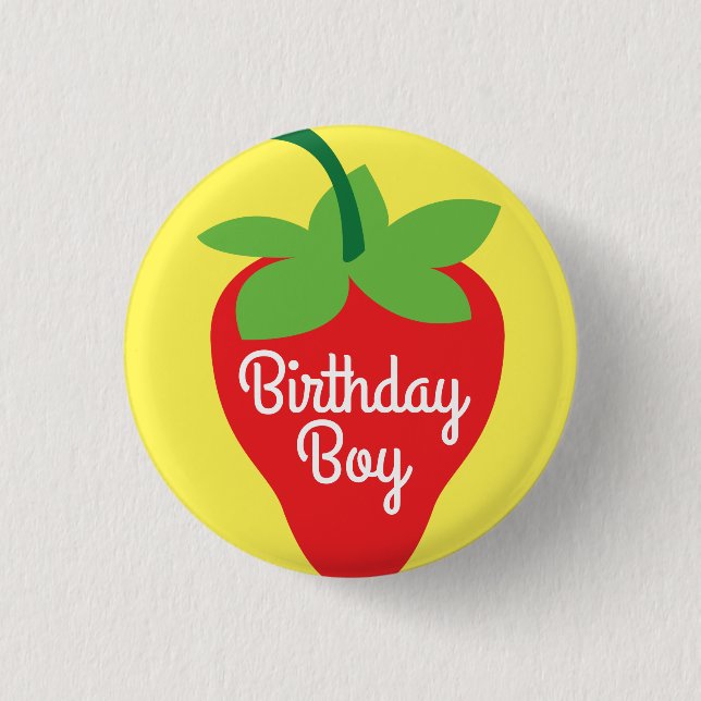 Chapa Redonda De 2,5 Cm Berry Birthday Cute Strawberry Kid's (Anverso)
