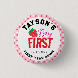 Chapa Redonda De 2,5 Cm Berry Primer cumpleaños primer cumpleaños fresa