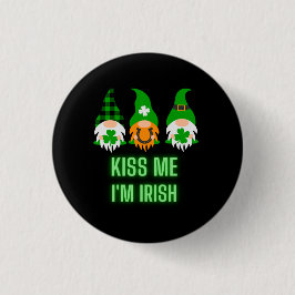 Chapa Redonda De 2,5 Cm Bésame soy irlandés St. Patrick's Day Gnome Shamro