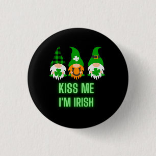 Chapa Redonda De 2,5 Cm Bésame soy irlandés St. Patrick's Day Gnome Shamro