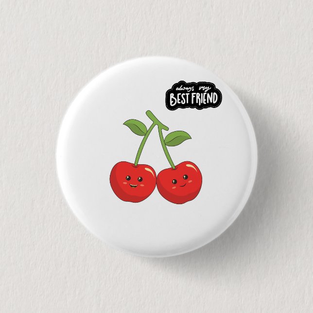 Chapa Redonda De 2,5 Cm Best Friend Cherries (Anverso)