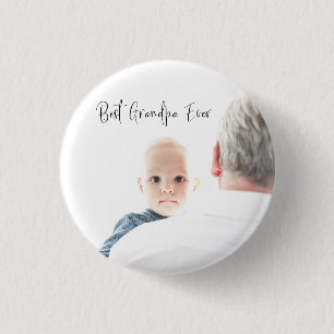 Chapa Redonda De 2,5 Cm Best Grandpa Ever Custom Photo Script Modern