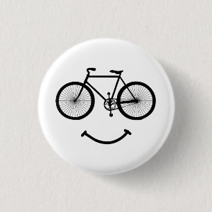 Chapa Redonda De 2,5 Cm Bicicleta y sonrisa camiseta ciclismo Tee Shirt Bl