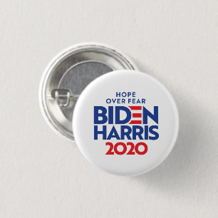 Chapa Redonda De 2,5 Cm BIDEN HARRIS 2020 - La esperanza sobre el miedo