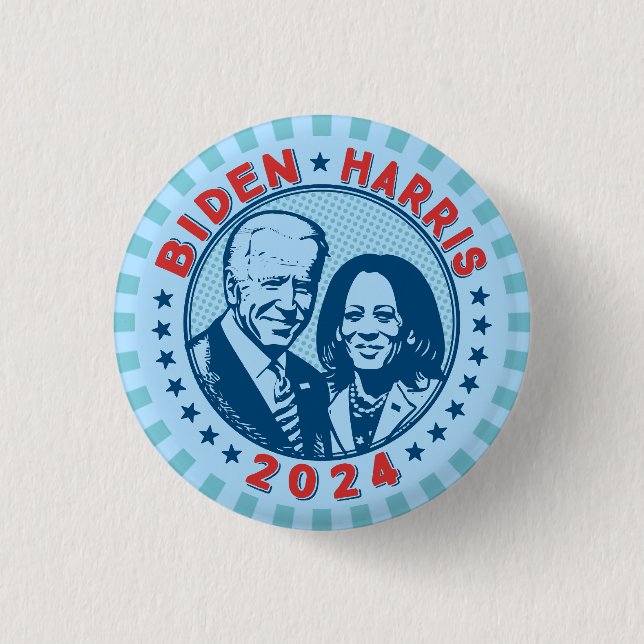 Chapa Redonda De 2,5 Cm Biden Harris 2024 Retro (Anverso)