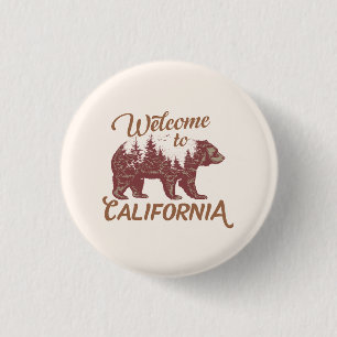 Chapa Redonda De 2,5 Cm Bienvenidos a California Bear
