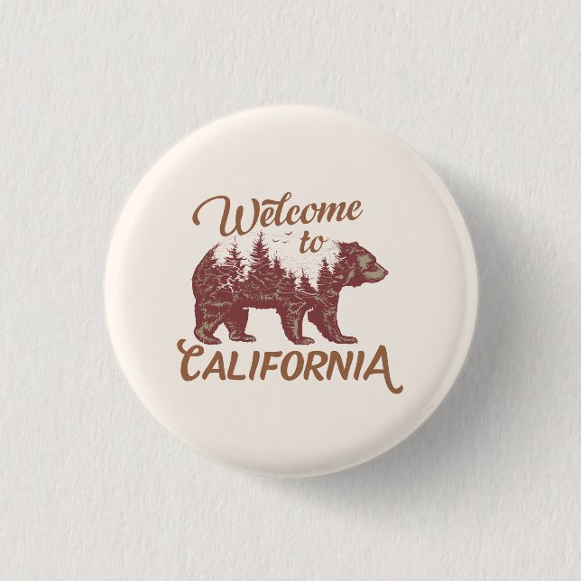 Chapa Redonda De 2,5 Cm Bienvenidos a California Bear (Anverso)