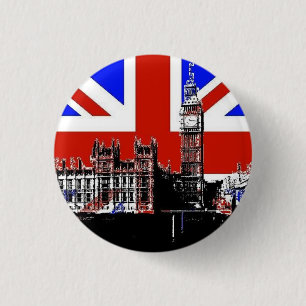 Chapa Redonda De 2,5 Cm Big Ben y Union Jack