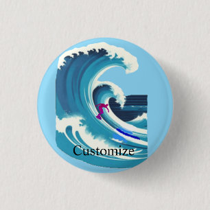 Chapa Redonda De 2,5 Cm Big Wave Surfer Thunder_Cove