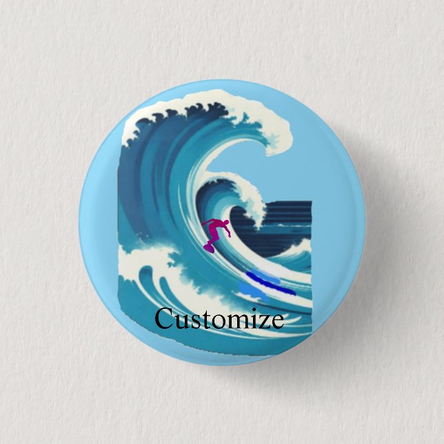Chapa Redonda De 2,5 Cm Big Wave Surfer Thunder_Cove (Anverso)