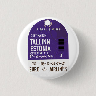Chapa Redonda De 2,5 Cm Billete de viaje Metalizado de Tallin Estonia