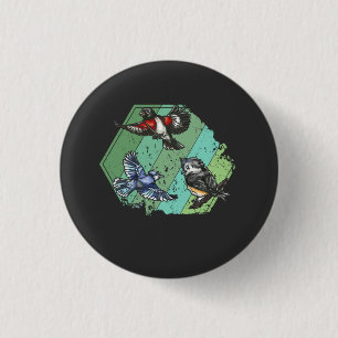 Chapa Redonda De 2,5 Cm Birds Garden Birds Retro