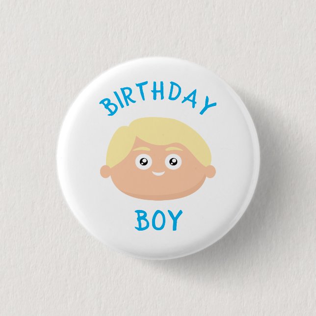 Chapa Redonda De 2,5 Cm Birthday Blonde Boy (Anverso)