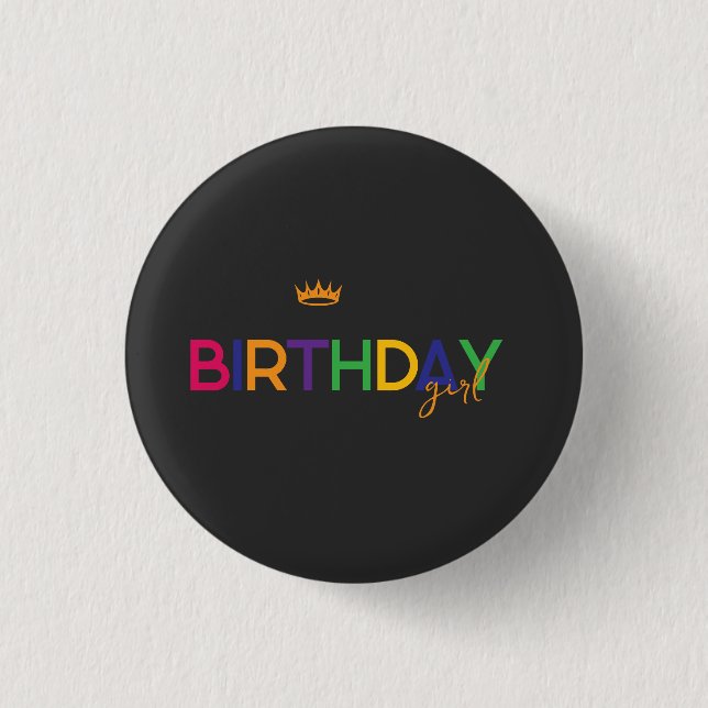 Chapa Redonda De 2,5 Cm Birthday Girl (Anverso)