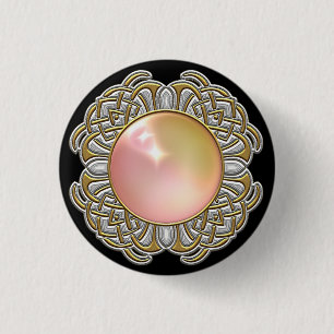 Chapa Redonda De 2,5 Cm Bisel del ópalo rosado del oro de la joya de la