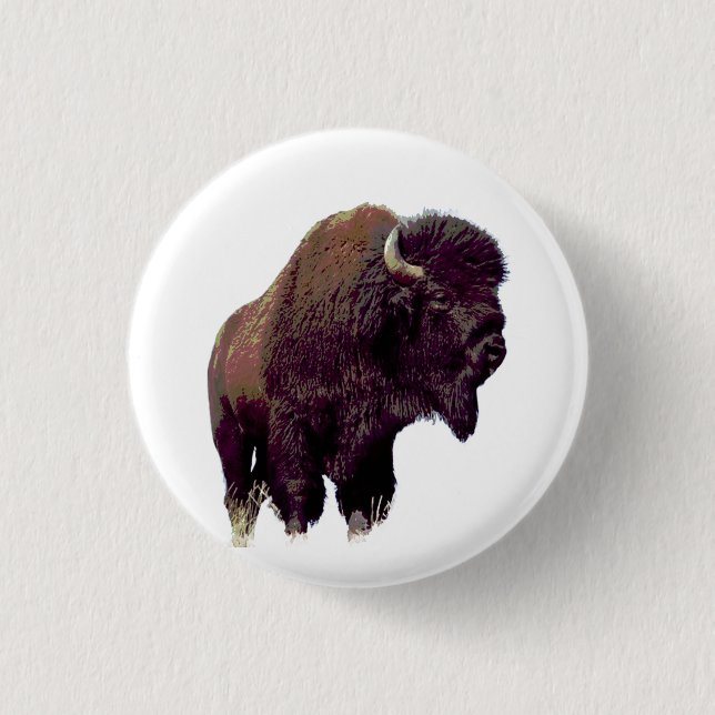 Chapa Redonda De 2,5 Cm Bison Búfalo  (Anverso)