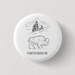 Chapa Redonda De 2,5 Cm Bison minimalista en la camiseta panorámica de mon