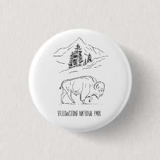 Chapa Redonda De 2,5 Cm Bison minimalista en la camiseta panorámica de mon