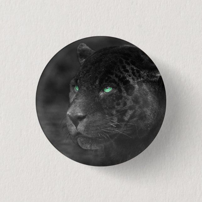 Chapa Redonda De 2,5 Cm Black Jaguars Emerald Gaze (Anverso)