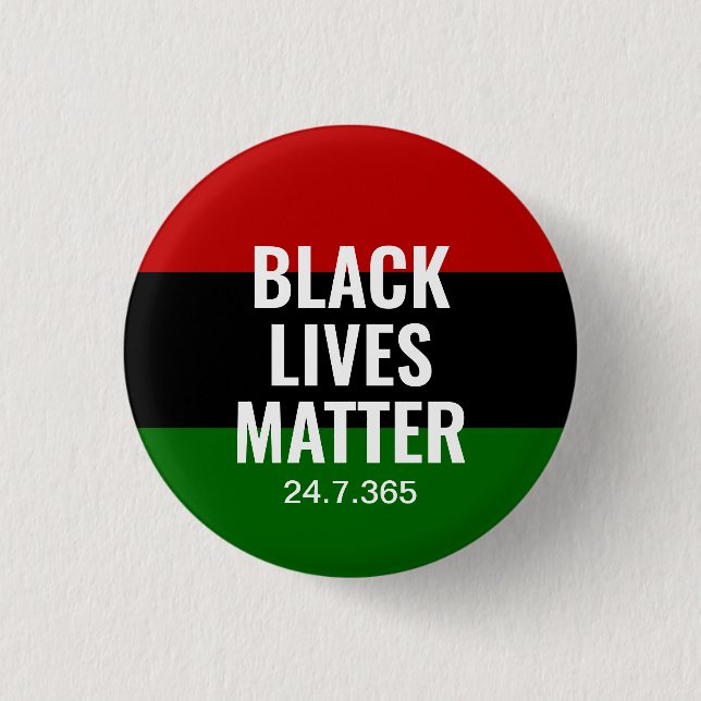 CHAPA REDONDA DE 2,5 CM BLACK LIVES MATTER BLM BHM 24.7.365 (Anverso)