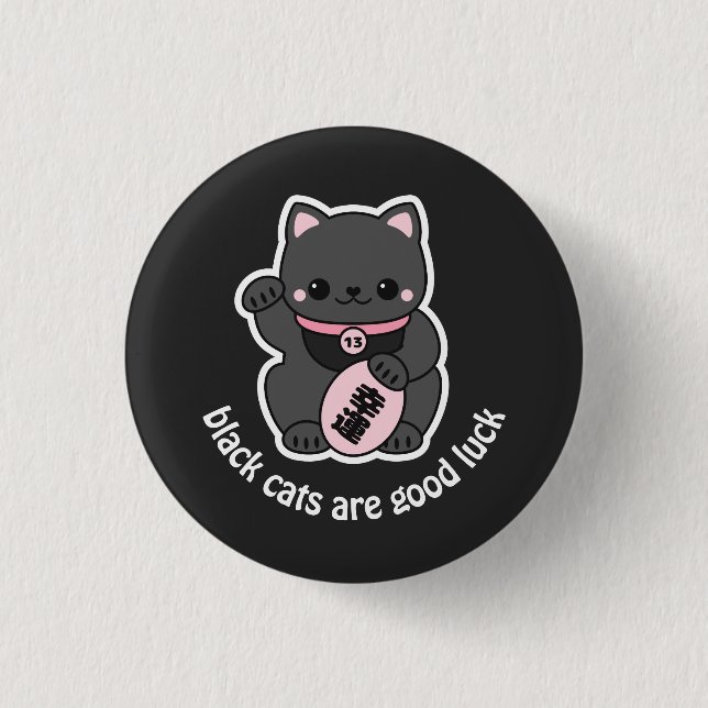 Chapa Redonda De 2,5 Cm Black Maneki Neko (Anverso)