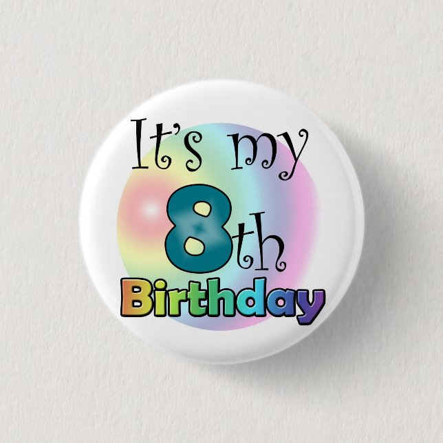 Chapa Redonda De 2,5 Cm Blauwe It's my 8th Birthday (Anverso)