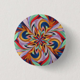 Chapa Redonda De 2,5 Cm Bloom abstracto vibrante - Arte mural colorido