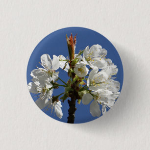 Chapa Redonda De 2,5 Cm Bloom de Primavera Blanca