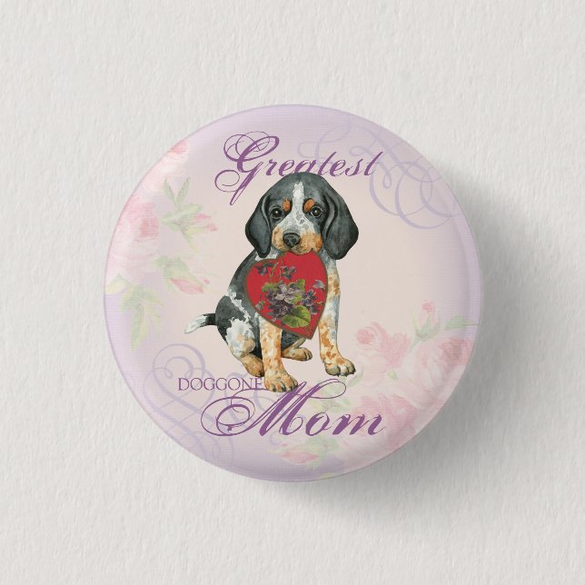 Chapa Redonda De 2,5 Cm Bluetick Heart Mom (Anverso)
