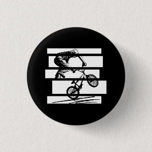 Chapa Redonda De 2,5 Cm BMX Wheelie Silhouette Urban Lines